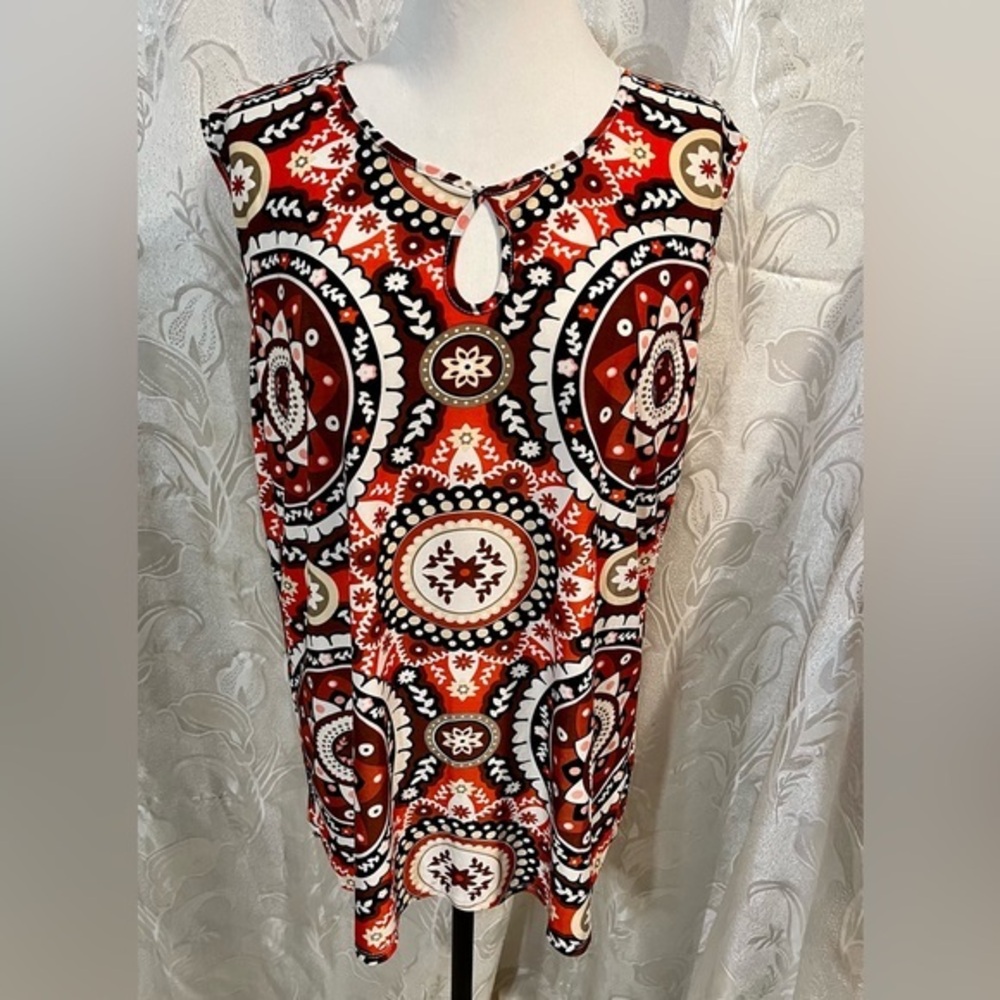 Emily Stacy Orange Brown Sleeveless Top